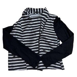 Maurices Womens Striped Black & White Jacket XL‎ zipper pockets Polyester Blend
